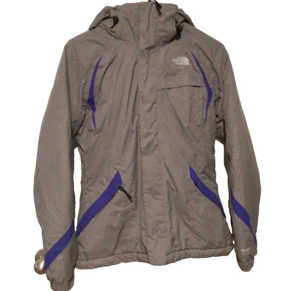 The North Face Women’s Gray Purple Hooded Full Zip Snap Jacket Outdoor Size S - Picture 1 of 8